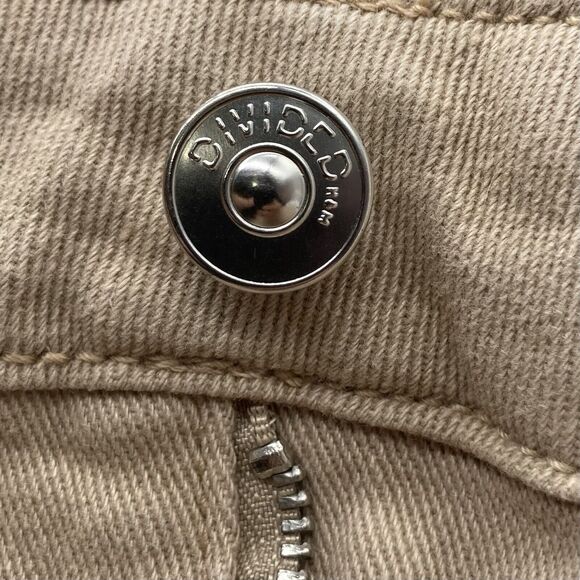 H&M Divided Womens Size 2 Denim Pants High Rise 5 Pocket Design Button Zip Beige - Picture 9 of 12